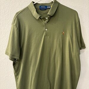 Ralph Lauren Olive Green soft Cotton Polo Shirt for Men: custom slim